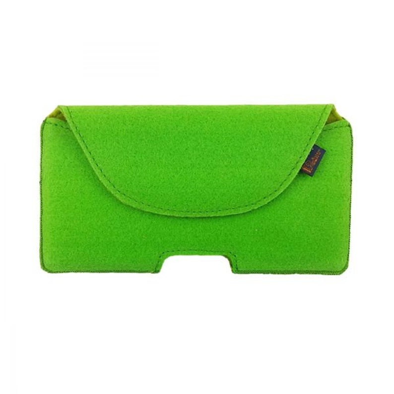 5.0 6.4 Bolsillo cruzado horizontal de la bolsa del vientre hecho de bolso de cinturón de fieltro para la caja protectora del teléfono móvil verde brillante imagen 1