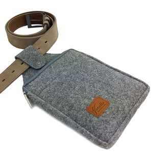 Multi-purpose Belt bag for all purposes waist bag from felt work bag for hobbyists, craftsmen, hairdresser, waiter, grey image 6