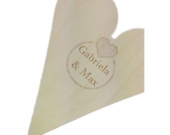 Corazón de madera con grabado láser Texto regalo personalizado para boda, San Valentín o para el ser querido, prometido, novio, novia