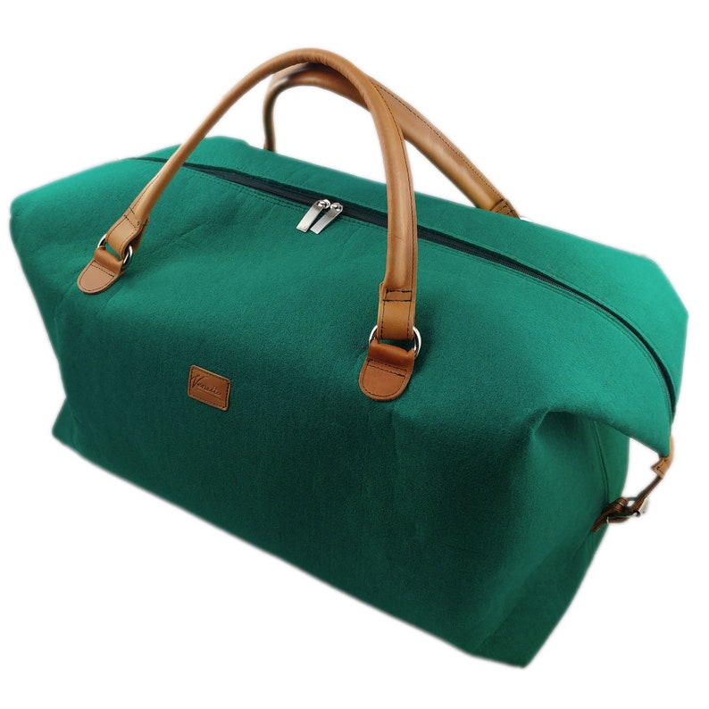 Hand luggage bag Business bag weekender handmade handbag bag for airplane flight bag for men ladies, Green image 1