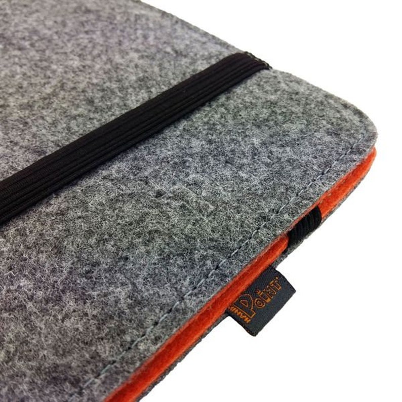 7-inch Tablethülle case bag made of felt cover with set-up function, grey orange image 3