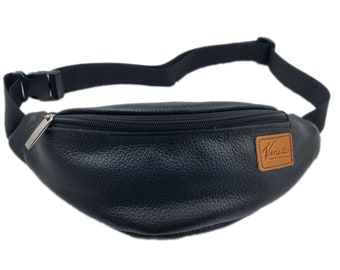 Ceinture de Moose/Elk en cuir en cuir sac sac sac de taille de Fanny Pack randonnée sac voyage sac sac cas pour les téléphones mobiles de wapitis en cuir véritable, noir