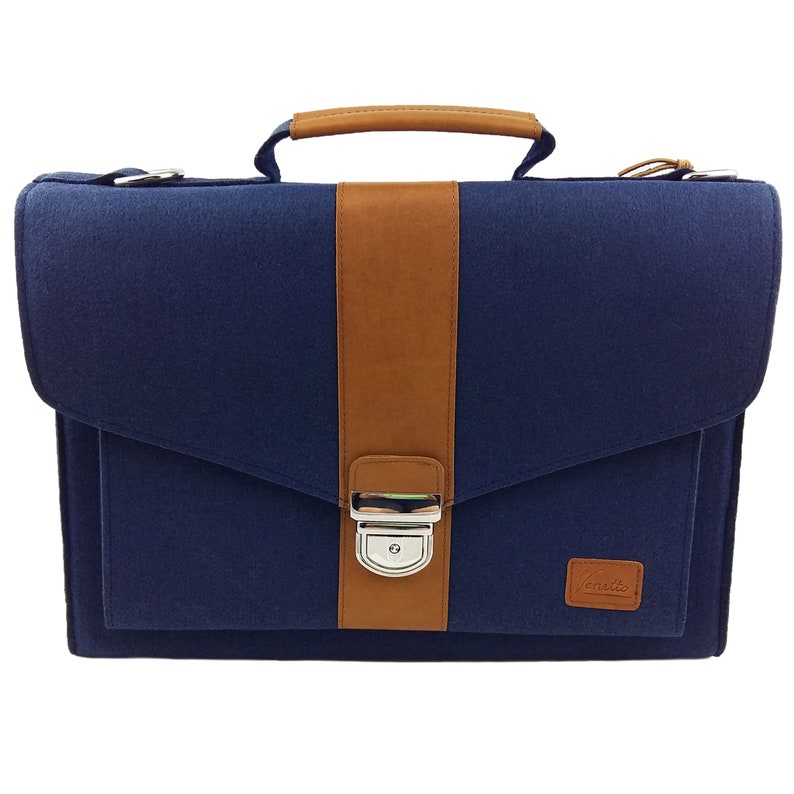 Bag Briefcase Business bag handbag handbag shoulder Pocket Ultrabooking Blue image 1