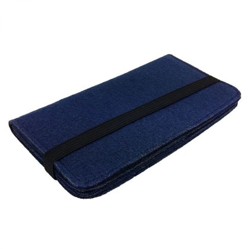5.2-6.4 bookstyle wallet handbag cellphone case protective cover bag cover made of felt felt bag for mobile phone, blue image 4