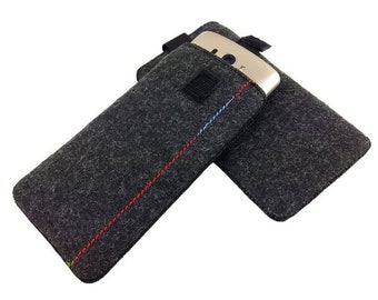 5-6.4 inch universele tas bag van vilt cover zak voor mobiele telefoon zwart Heather