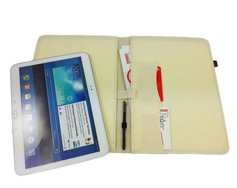 9.1-10,1 pouces Tablethülle housse de protection manchon de feutre plateau frêne cas étui de protection pour tablette, blanc crème