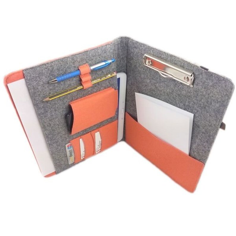 Din A4 Organizer cubierta con caja de clip de sujeción para tableta eBook smartphone, naranja gris imagen 3