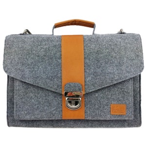 DIN A4 notebook bag made of felt business bag shoulder bag briefcase work bag men women felt bag gray image 2