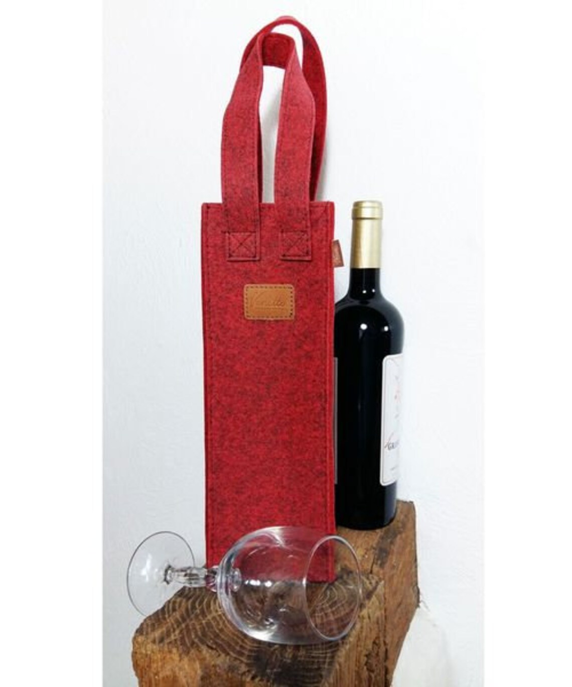 Gift Bag Bottle Pocket Wine Bag Red Etsy UK