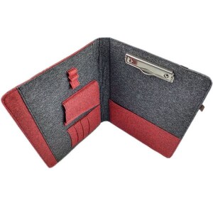 DIN A4 organizer bag from felt cover for tablet ebook case Black and Red image 3