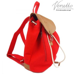 Felt backpack bag backpack made of felt and leather elements very light backpack unisex felt bag red image 3