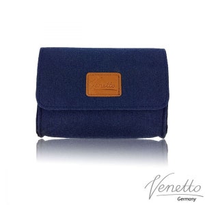 Mini Makeup bag case made of felt for accessories cosmetic bag case for make up travel bag wallet pencil blue Dark image 1