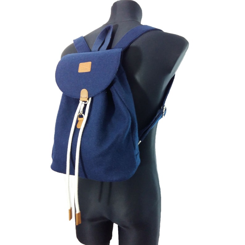 Venetto Backpack bag made of felt felt backpack unisex handmade, blue dark blue image 4