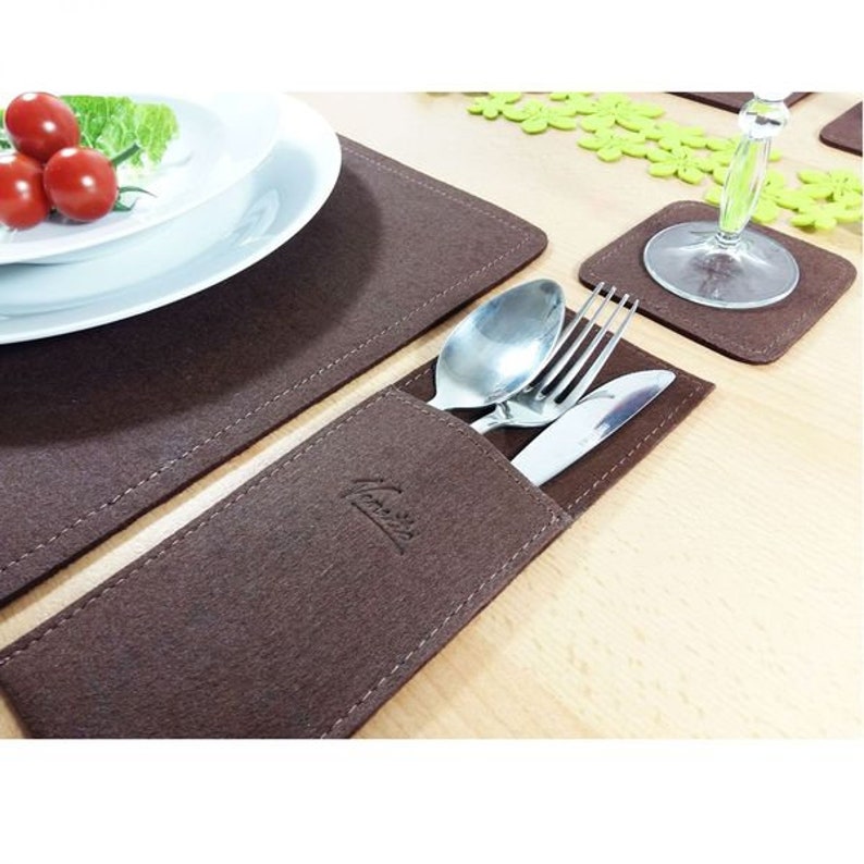 2-er set place mat table Mat tableware cutlery tablecloths tabletable decorations table decoration, brown image 4