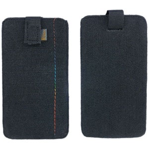 5-6.4 cellphone zak tas van vilt case for iPhone zwart afbeelding 2