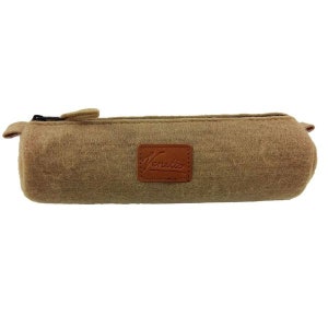 Spring Pencil pen Bag pencil Stifterolle Schlamperrolle student case made of felt Cappucino Brown image 3