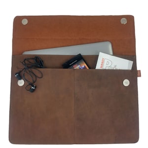 12,9 13,3 Zoll Echtleder Hülle Nubuk-Leder-Tasche Schutztasche Sleeve für MacBook / Air / Pro, iPad Pro, Surface, Laptoptasche, Notebook Bild 5