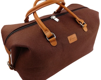 Hand luggage bag for airplane bag travel bag handbag tote bag, brown