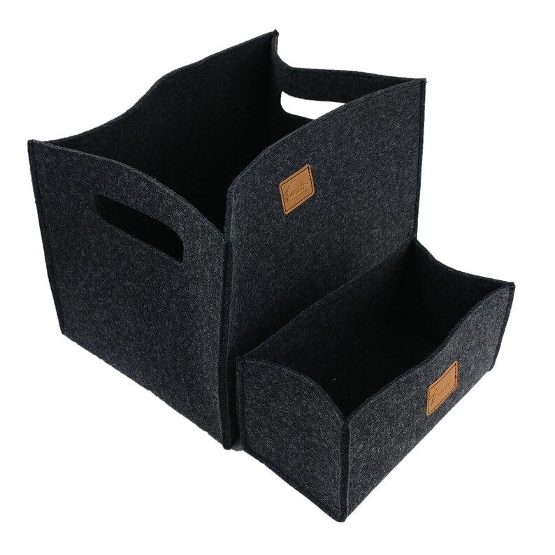 Set of 2 box felt box storage box softbox storage basket for Ikea shelf, trunk, basement shelf, shelf basket, black image 3
