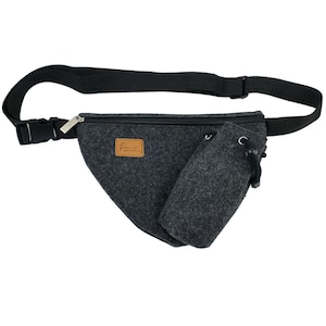 Gürteltasche Bauchtasche Flaschenhalterung Tasche Filz schwarz