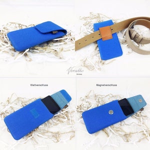 5.0-6.4 vertical handbag bag for mobile phone felt bag case, blue image 4