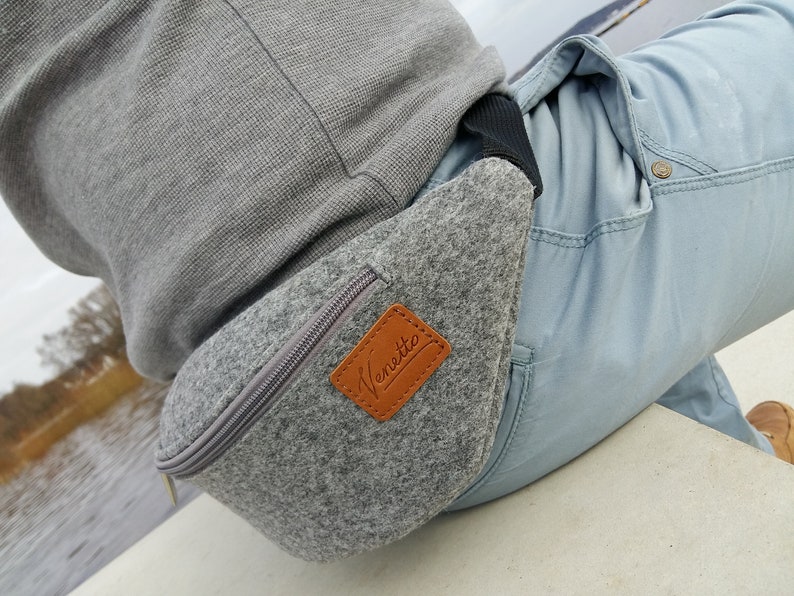 Belt bag waist bag tote bag felt bag grey image 1