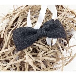 Men's bow fly bow fly made of felt with black and white cloth image 1