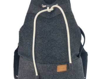 Venetto Rucksack Tasche aus Filz Filzrucksack unisex handgemacht schwarz