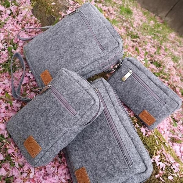 Vertical 7 "Men's wallet made of felt bag grey