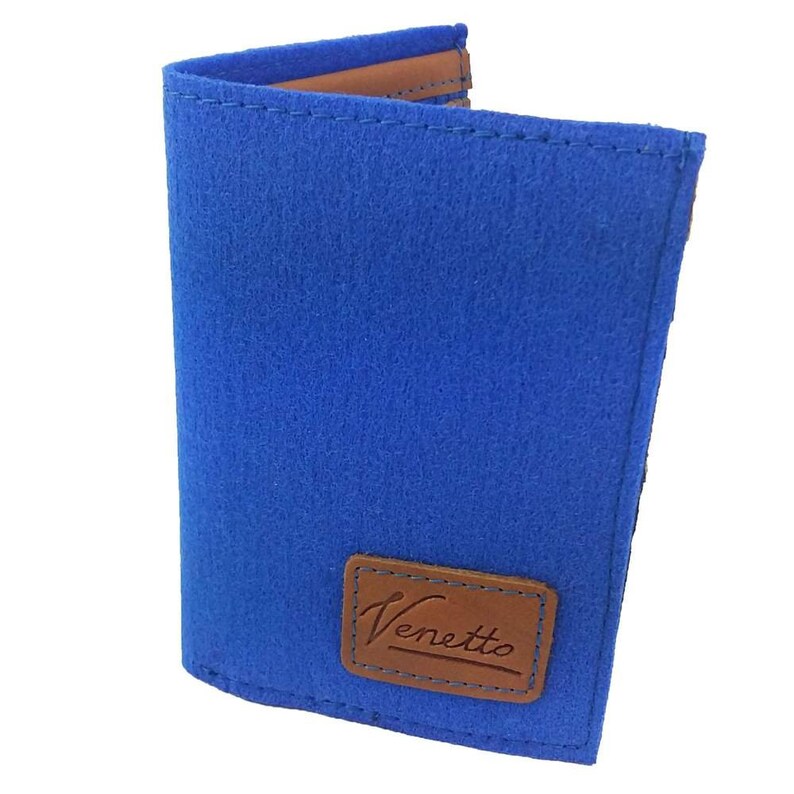 Wallet purse money man Blue felt image 1