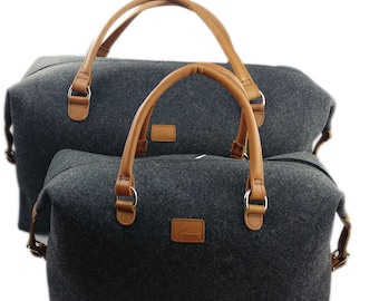 Set Handgepäck-Tasche Weekender Reisetasche für Flugkabine Flugzeug Flugtasche Filztasche Handtasche, schwarz