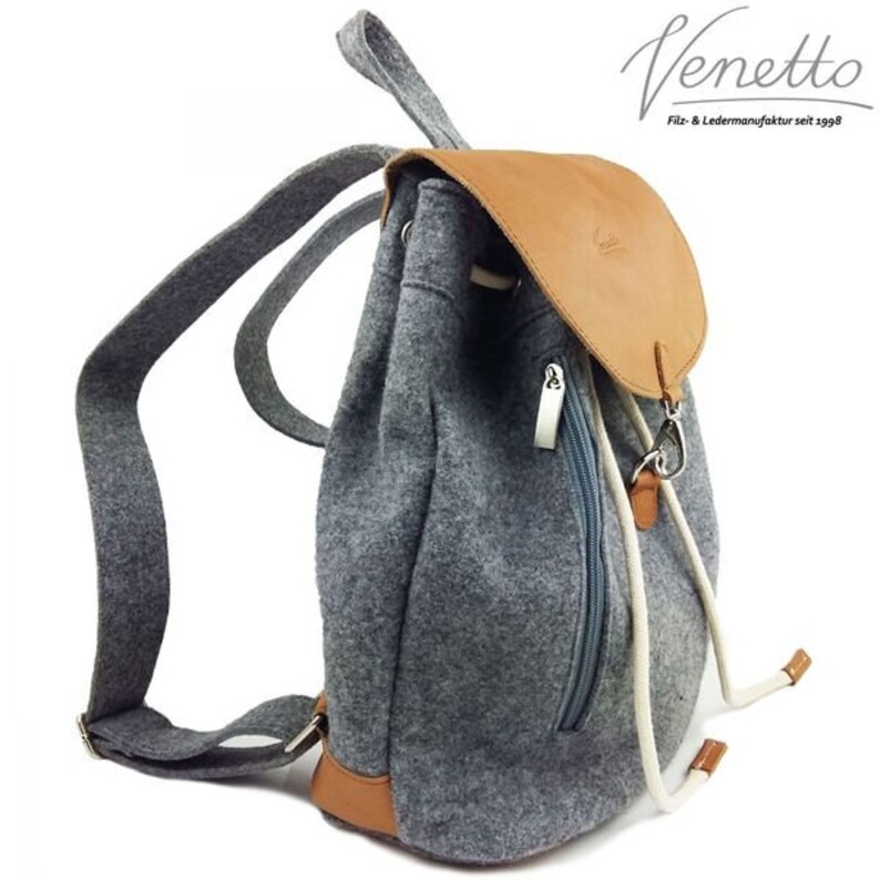 Bag backpack leather backpack felt unisex gray image 3