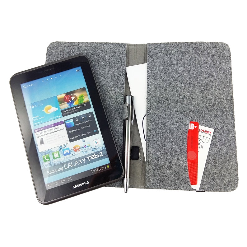 7 inch Tablethülle Protective cover bag made of felt for tablet felt bag Filzhülle organizer Grey image 1