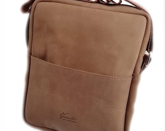 Bolso de piel bandolera de piel nubun bolso de hombro bolso de mano marron