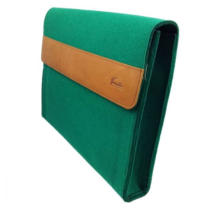 DIN A4 Business Briefcase Case for men and women unisex felt bag protective cover for laptop, green image 2