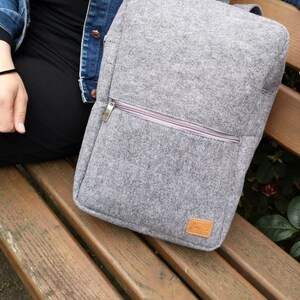 Rucksack Filzrucksack Filztasche Tasche aus Filz für 13 15 MacBook Laptop Notebook grau Bild 4