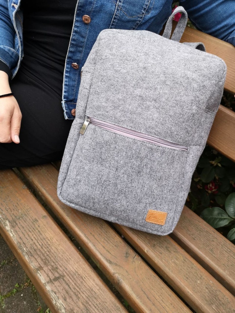 Backpack felt bag bag felt for 13-15 MacBook laptop notebook Grey image 4