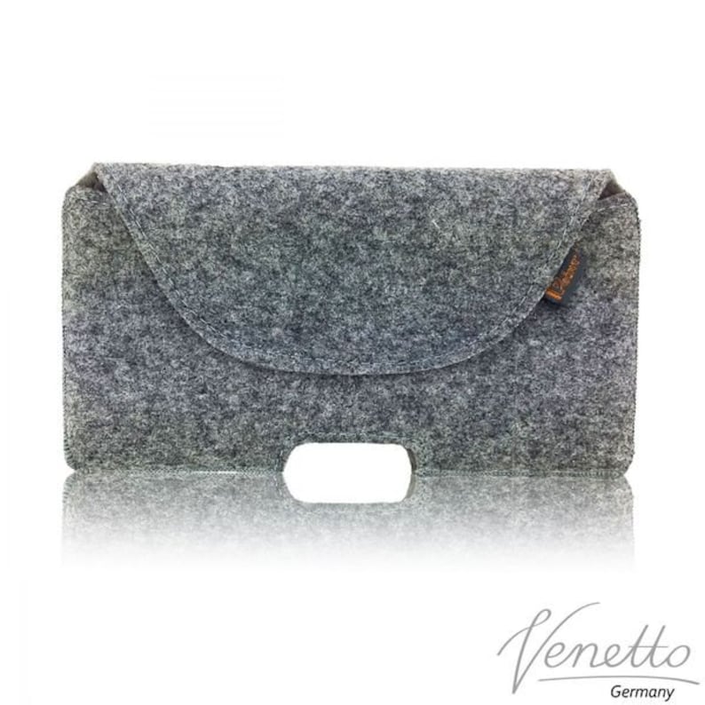 5.0-6.4 horizontal outer pocket bag cover case made of felt for mobile phone grey image 1
