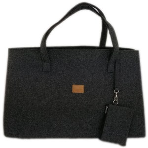 Big Shopper große Damentasche Handtasche Einkauf Henkeltasche Schultertasche Filztasche vegan vegie Tasche schwarz melange
