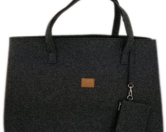 Big Shopper große Damentasche Handtasche Einkauf Henkeltasche Schultertasche Filztasche vegan vegie Tasche schwarz melange