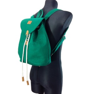 Venetto felt backpack bag backpack made of felt and leather elements very light, green image 9