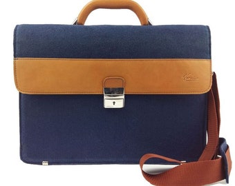 For 13" MacBook Bag 13.3" Surface Laptop Briefcase Work Bag Felt Bag Business Bag Handbag Blue Dark