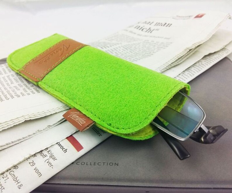 Bril Etui bag case beschermhoes voor bril groen afbeelding 4