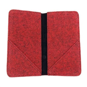 5.2 6.4 Bookstyle wallet case Tasche aus Filz Hülle bBuchhülle Filztasche für Handy rot Bild 3