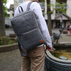 Rucksack Filzrucksack Filztasche Tasche aus Filz für 13 15 MacBook Laptop Notebook grau Bild 3