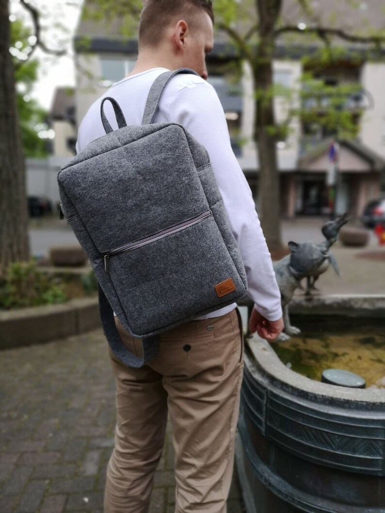 Backpack felt bag bag felt for 13-15 MacBook laptop notebook Grey image 3