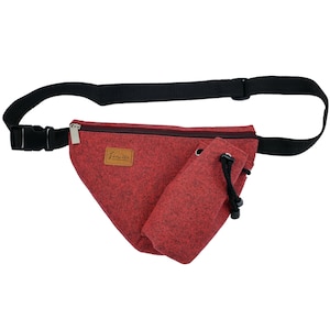 Gürteltasche Bauchtasche Wandertasche Tasche mit Flaschenhalter Trinkflaschenhalter Getränkefach Flaschentasche, rot