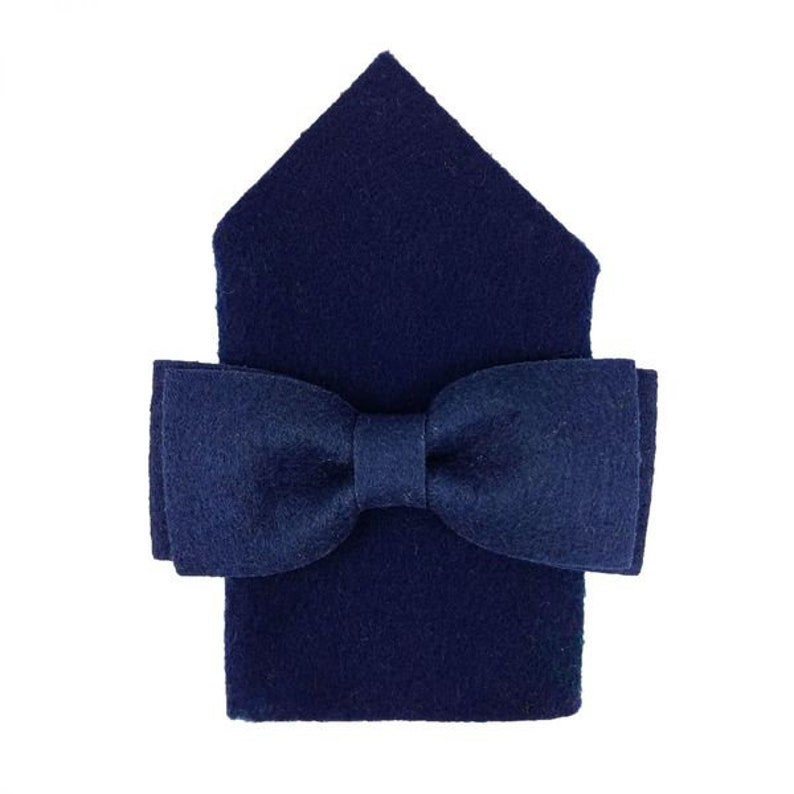 Unique mens fly bow fly made of felt with insert cloth, blue dark blue image 2