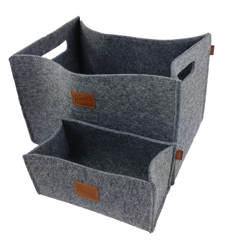 2-ER box feltbox storage box Storage Basket Filzkorb Grey