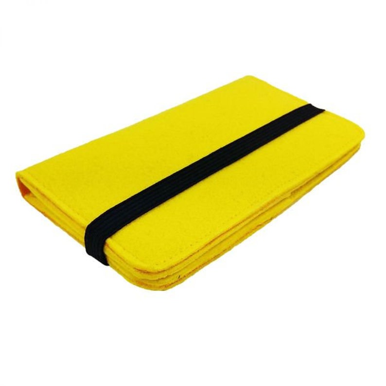 5.2-6.4 Bookstyle Wallet case pocket folding case case made of felt for smartphone, yellow image 4